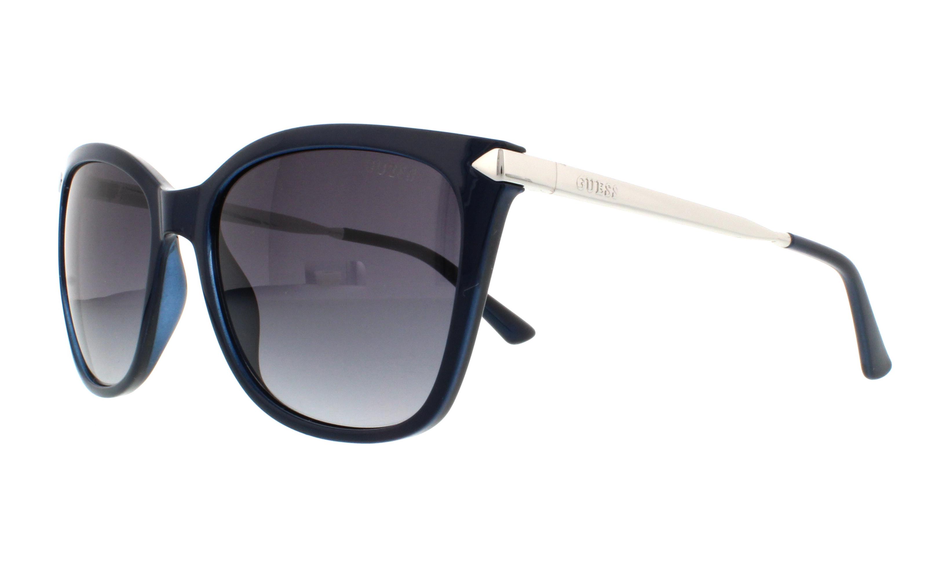 Guess GU7483 Plastic Sunglasses, 90B - Shiny Blue / Gradient Smoke